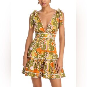 Poupette St. Barth Green and Orange Patterned Dress